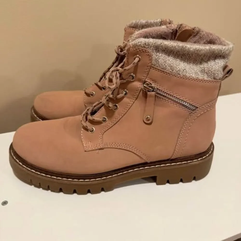 Dusty Rose Lace-Up Boots Size 42 (US Size 10)